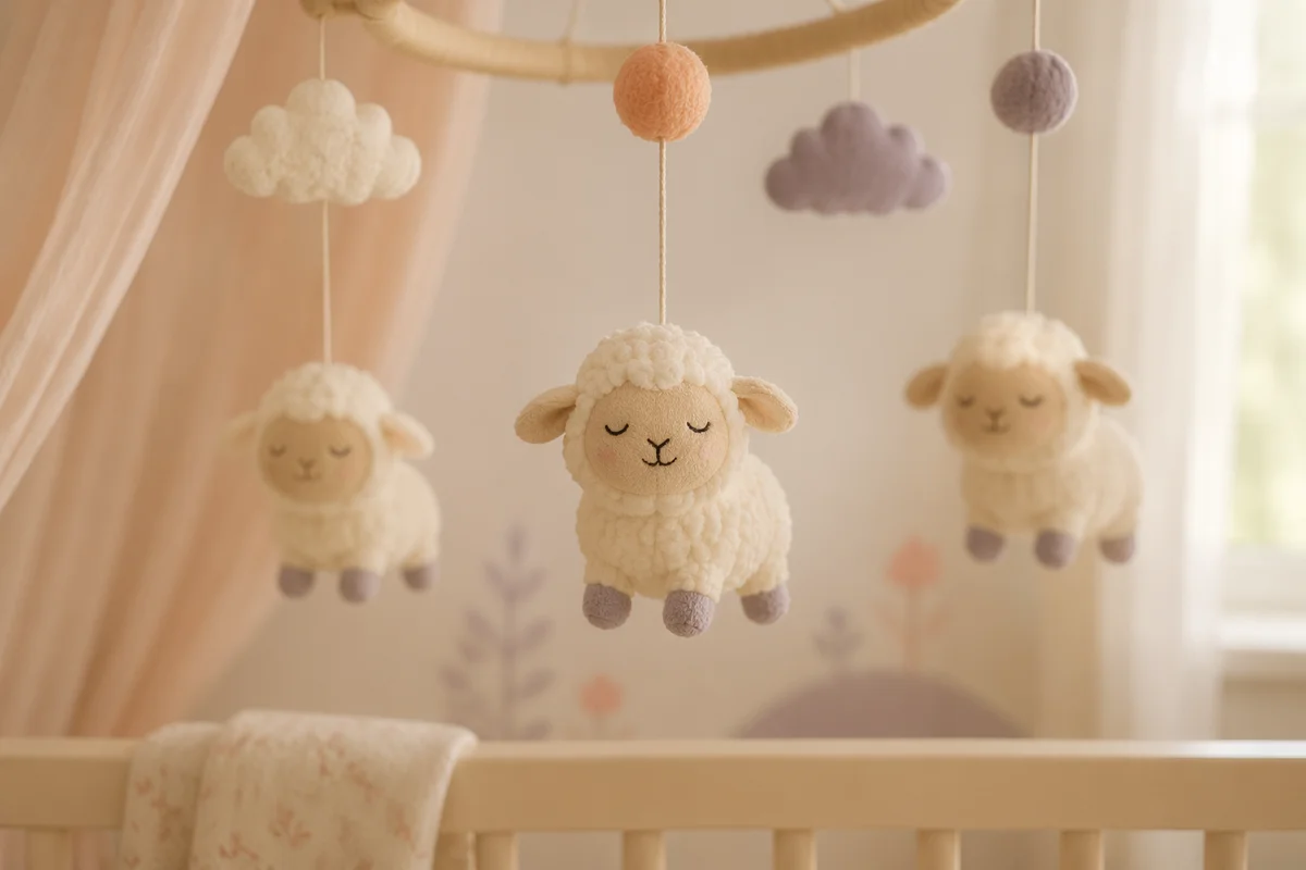 Soft Morning Light Church Nursery Lamb Mobile