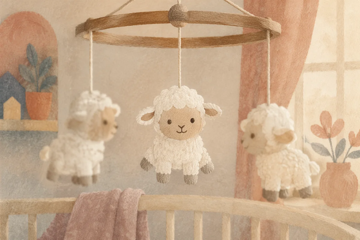 Soft Light Church Nursery Lamb Mobile