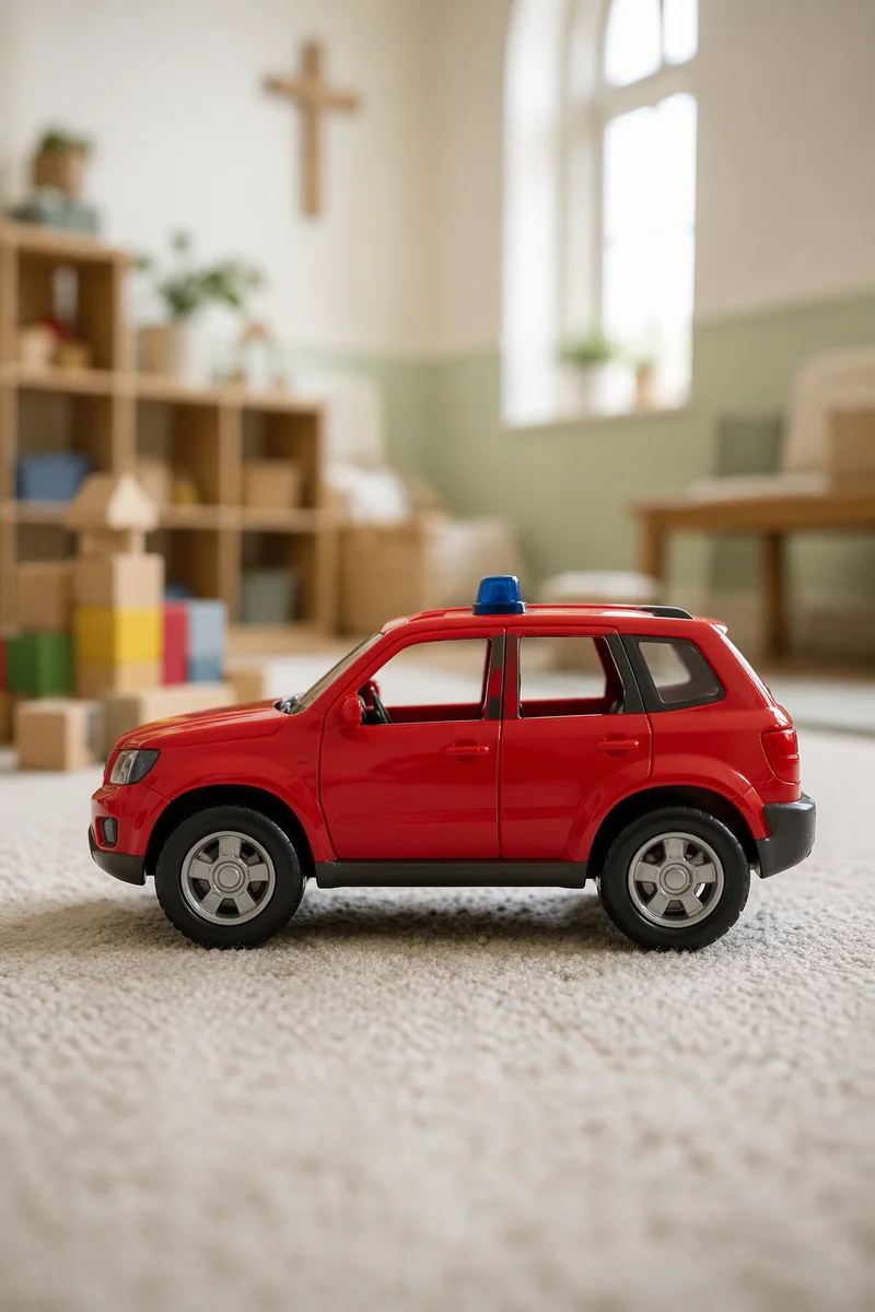 Red Toy Rescue Car in Church Nursery