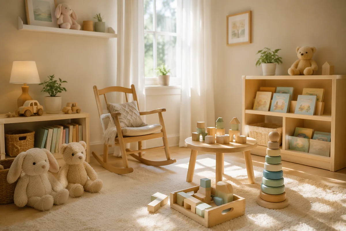 Sunlit Church Nursery with Wooden Toys