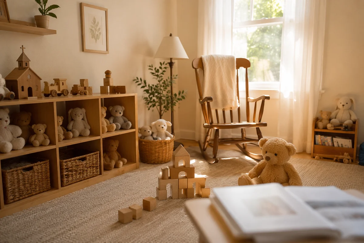 Sunlit Church Nursery with Wooden Toys