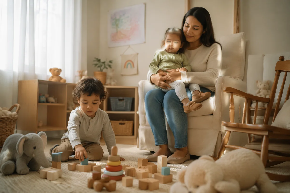 Peaceful Church Nursery with Mother and Children