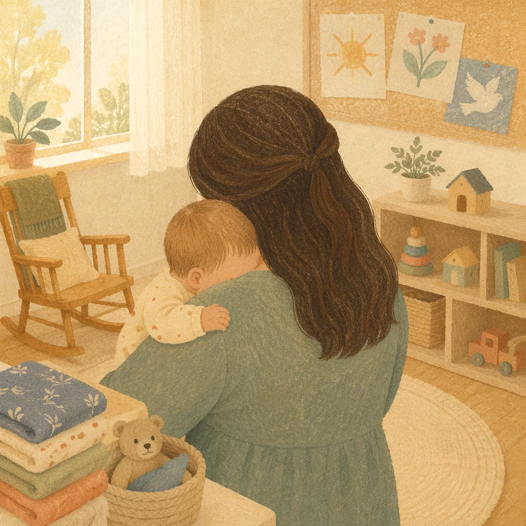 Church Nursery Volunteer Comforting Baby