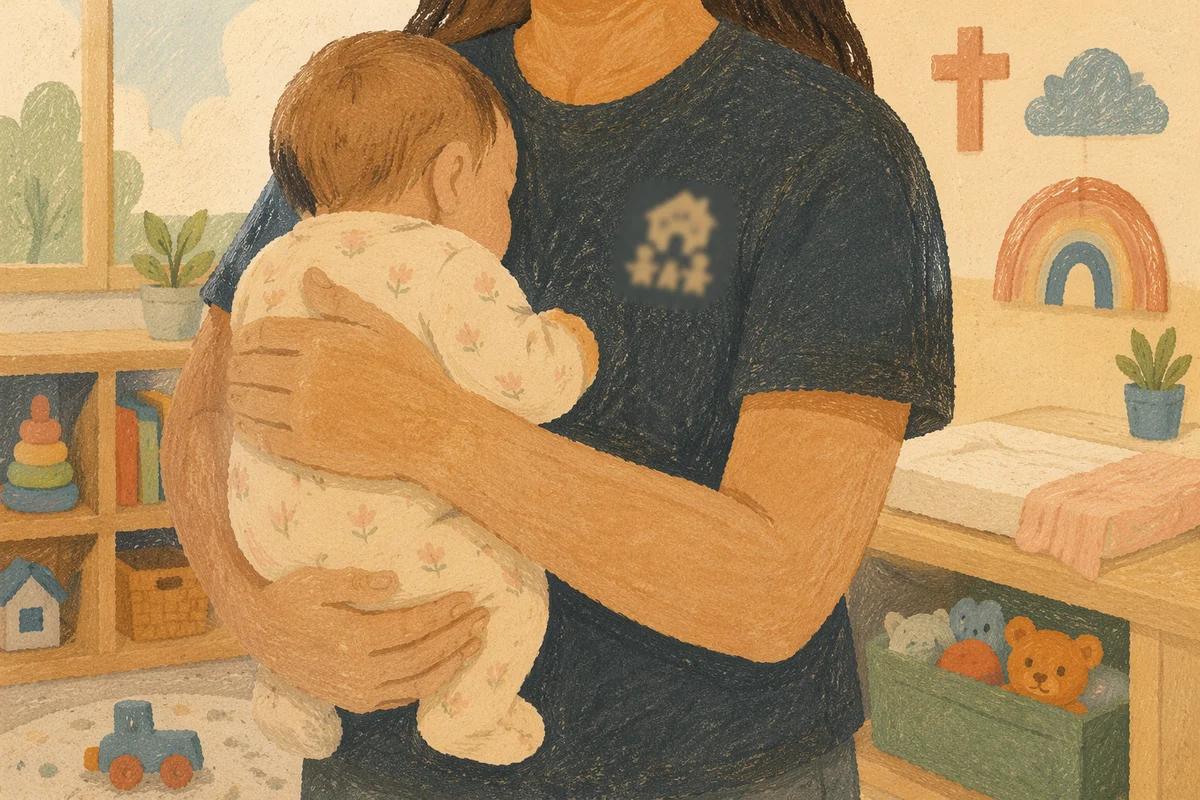 Church Nursery Volunteer Comforting Infant