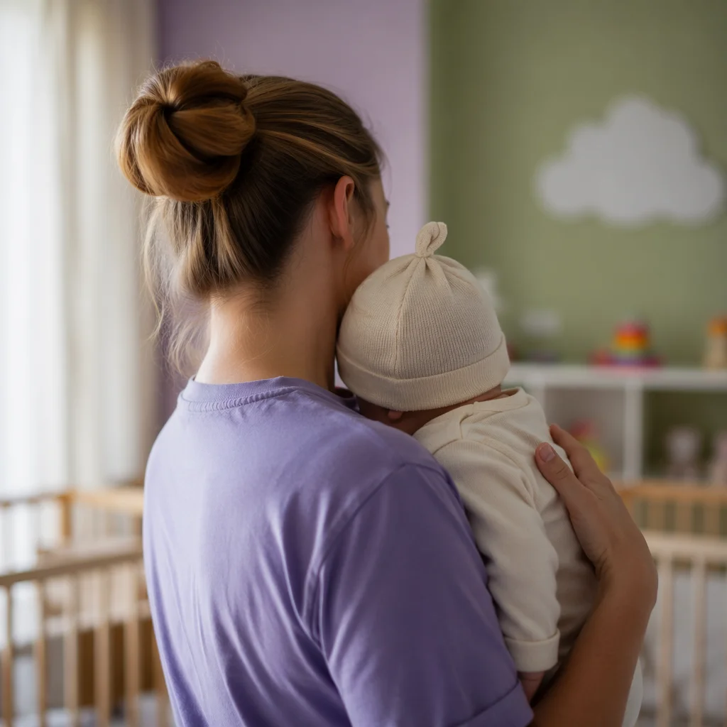 Church Nursery Volunteer Comforting Baby