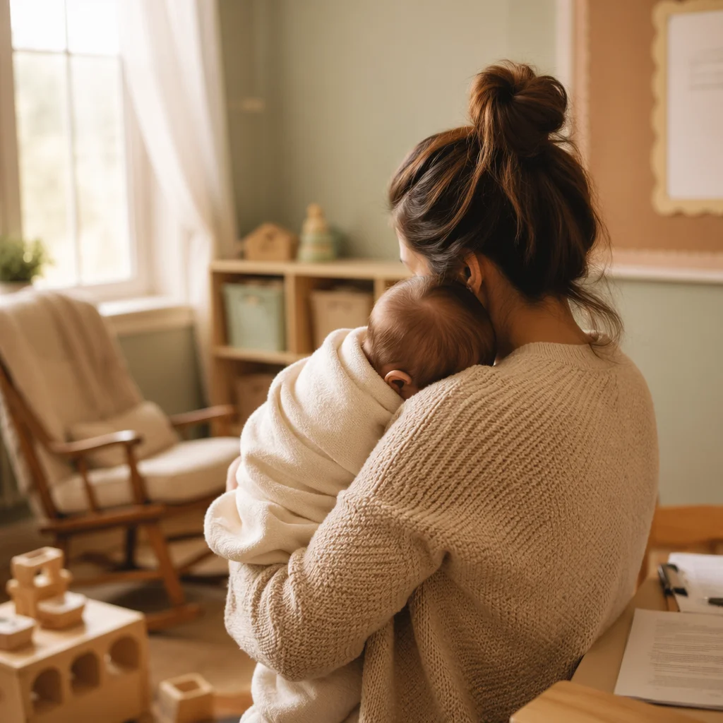 Church Nursery Volunteer Comforting Baby
