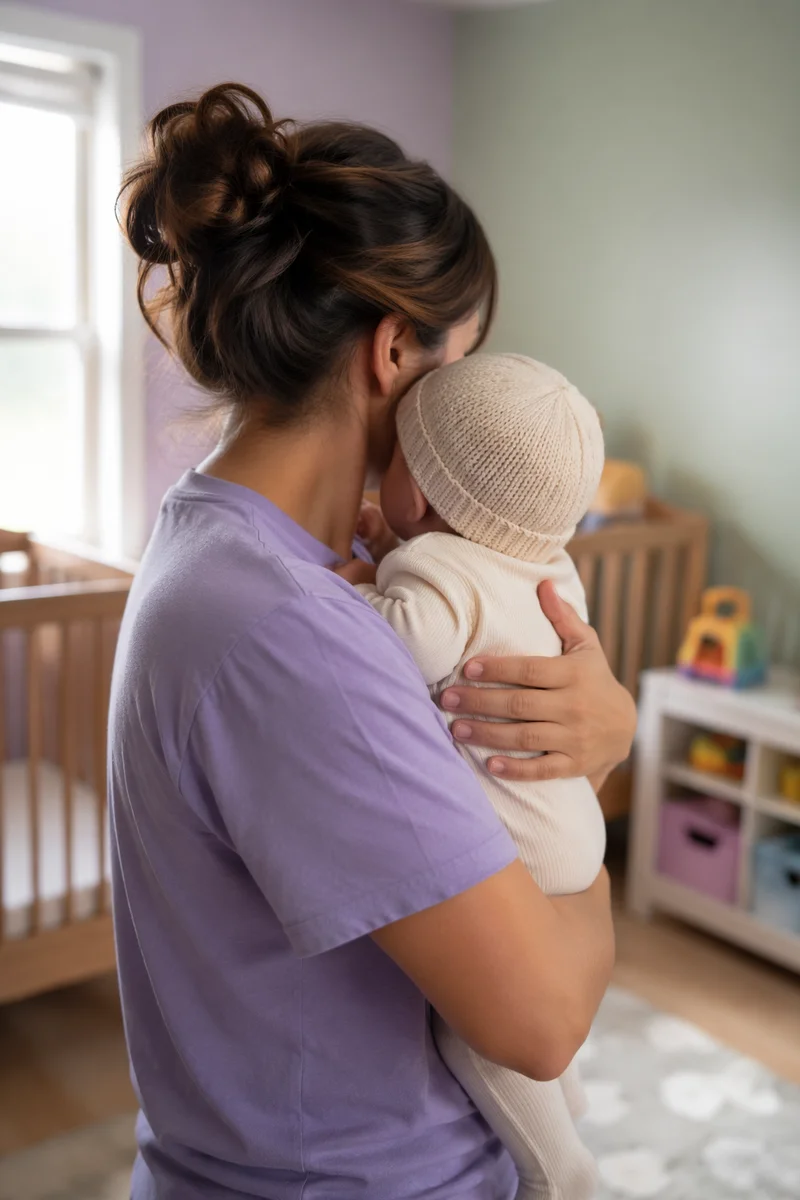 Church Nursery Volunteer Comforting Baby