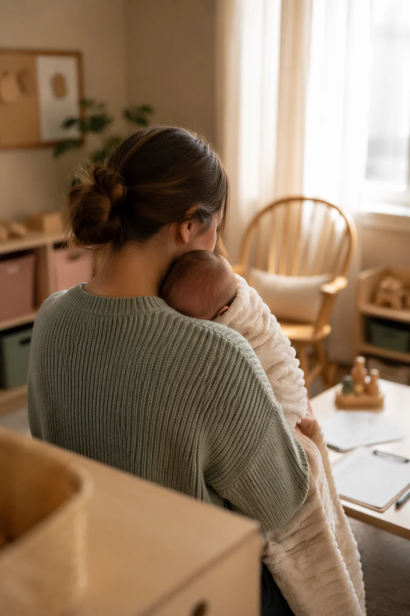 Church Nursery Volunteer Comforting Baby