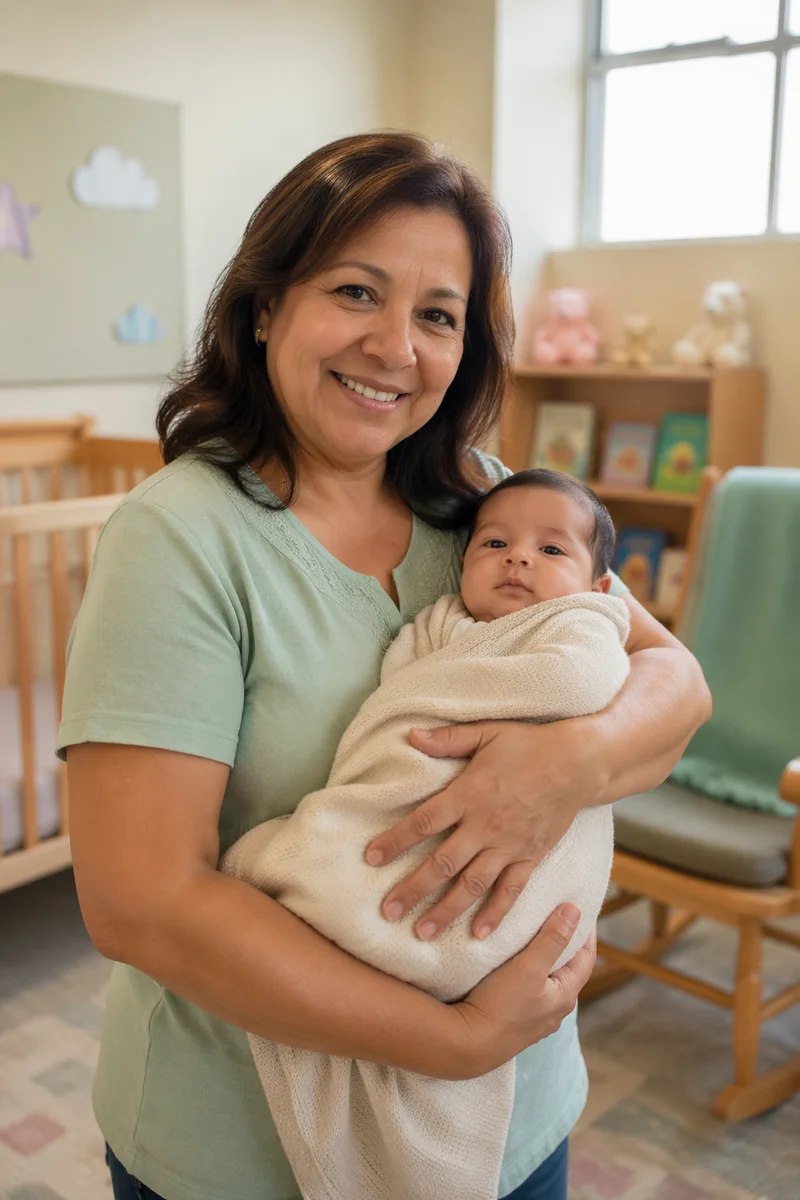 Church Nursery Volunteer Holding Calm Infant