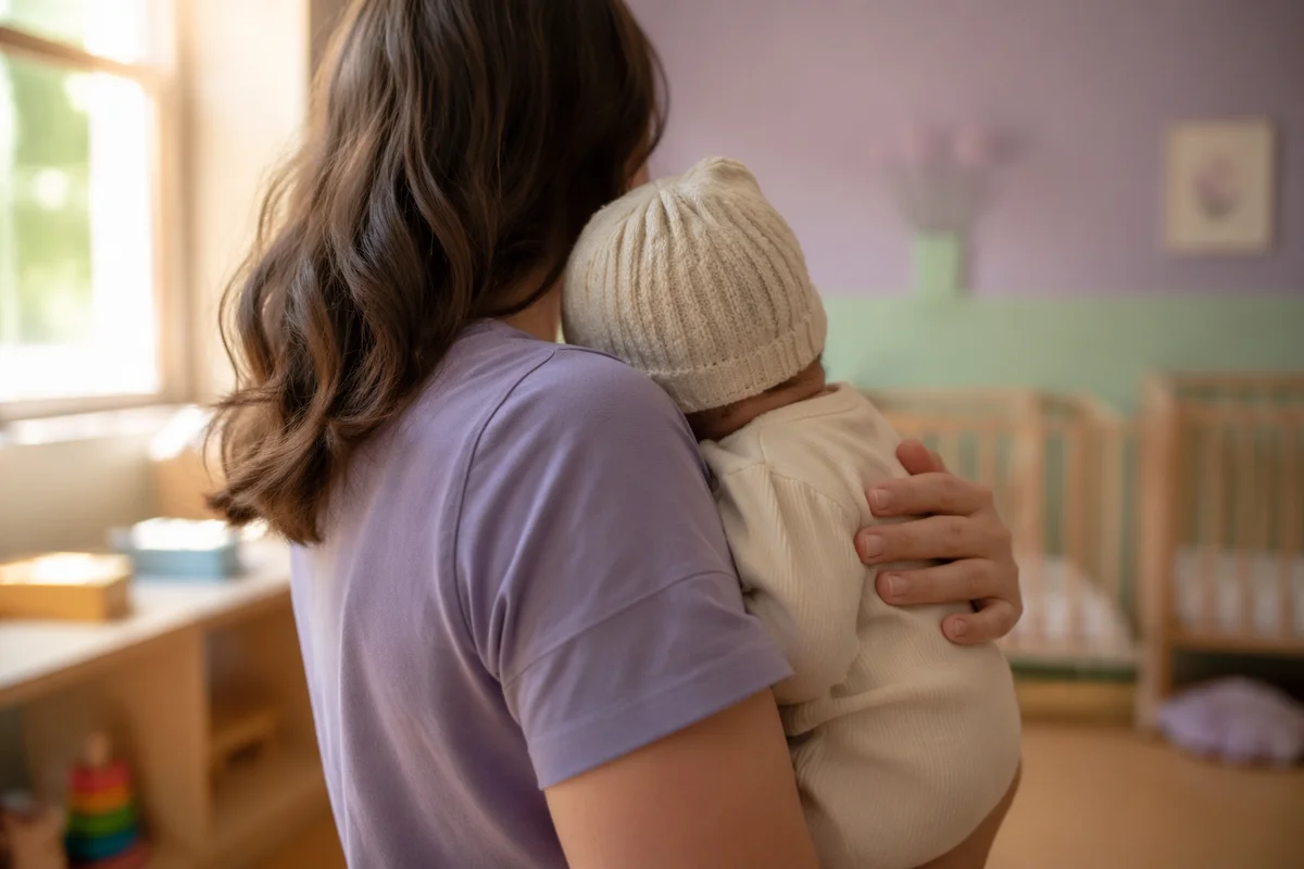 Church Nursery Volunteer Comforting Baby