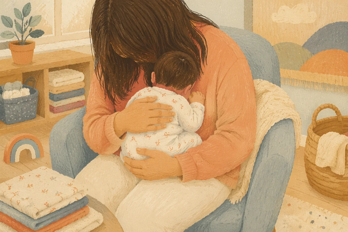 Gentle Church Nursery Volunteer Cradling Baby