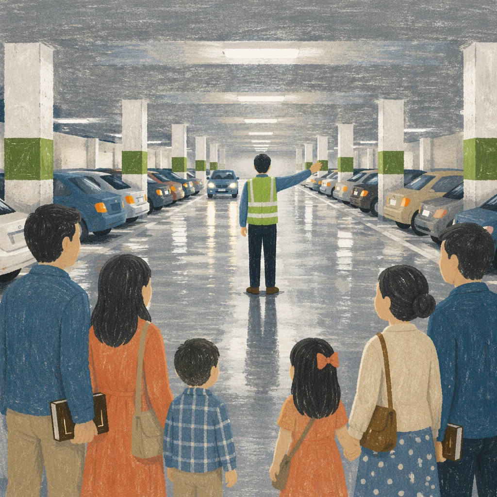 Church Parking Volunteer Guiding Sunday Arrival