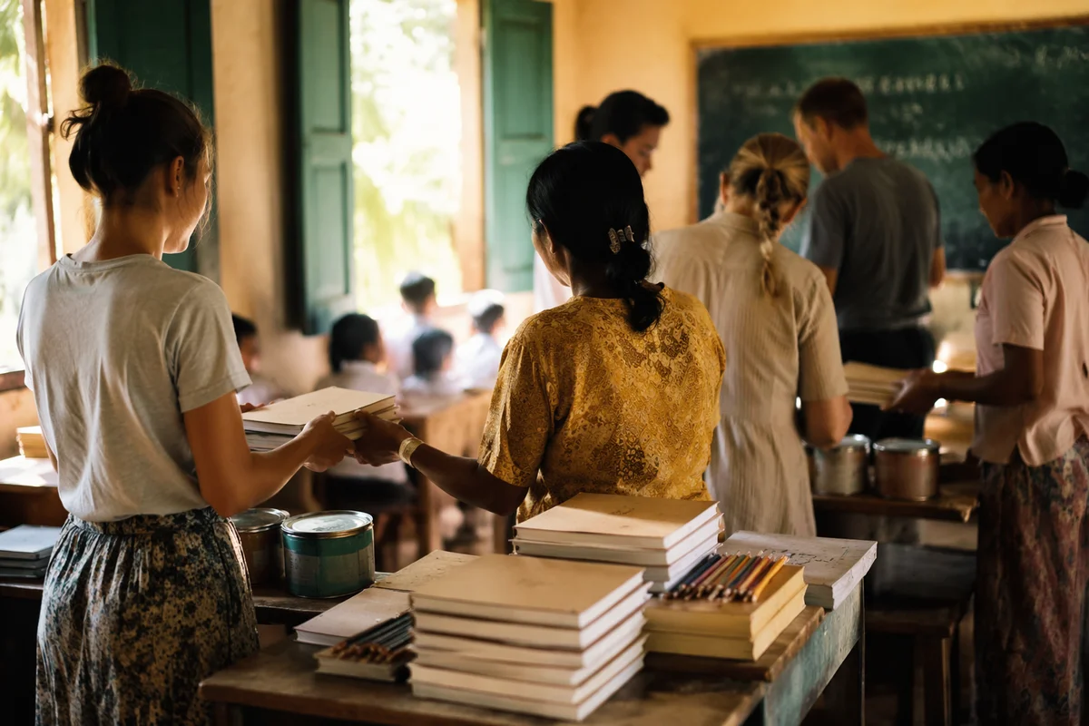 Church Volunteers Supporting Rural School Classroom