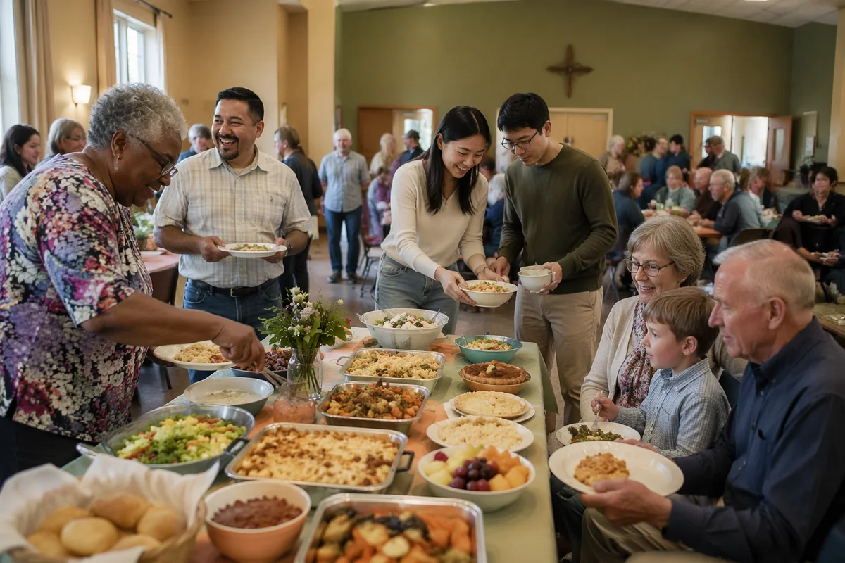Church Potluck Dinner in Fellowship Hall