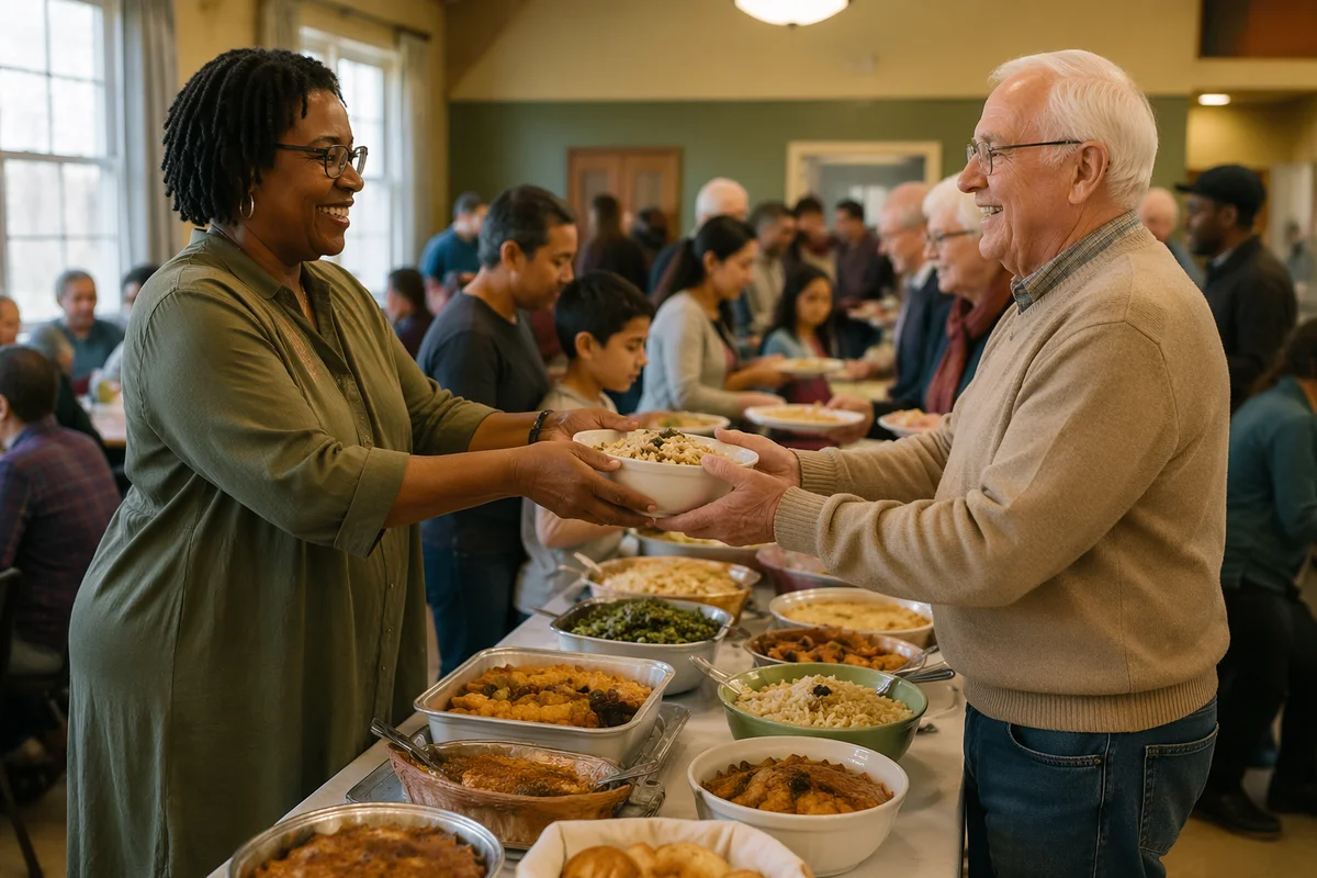 Church Potluck Dinner in Fellowship Hall