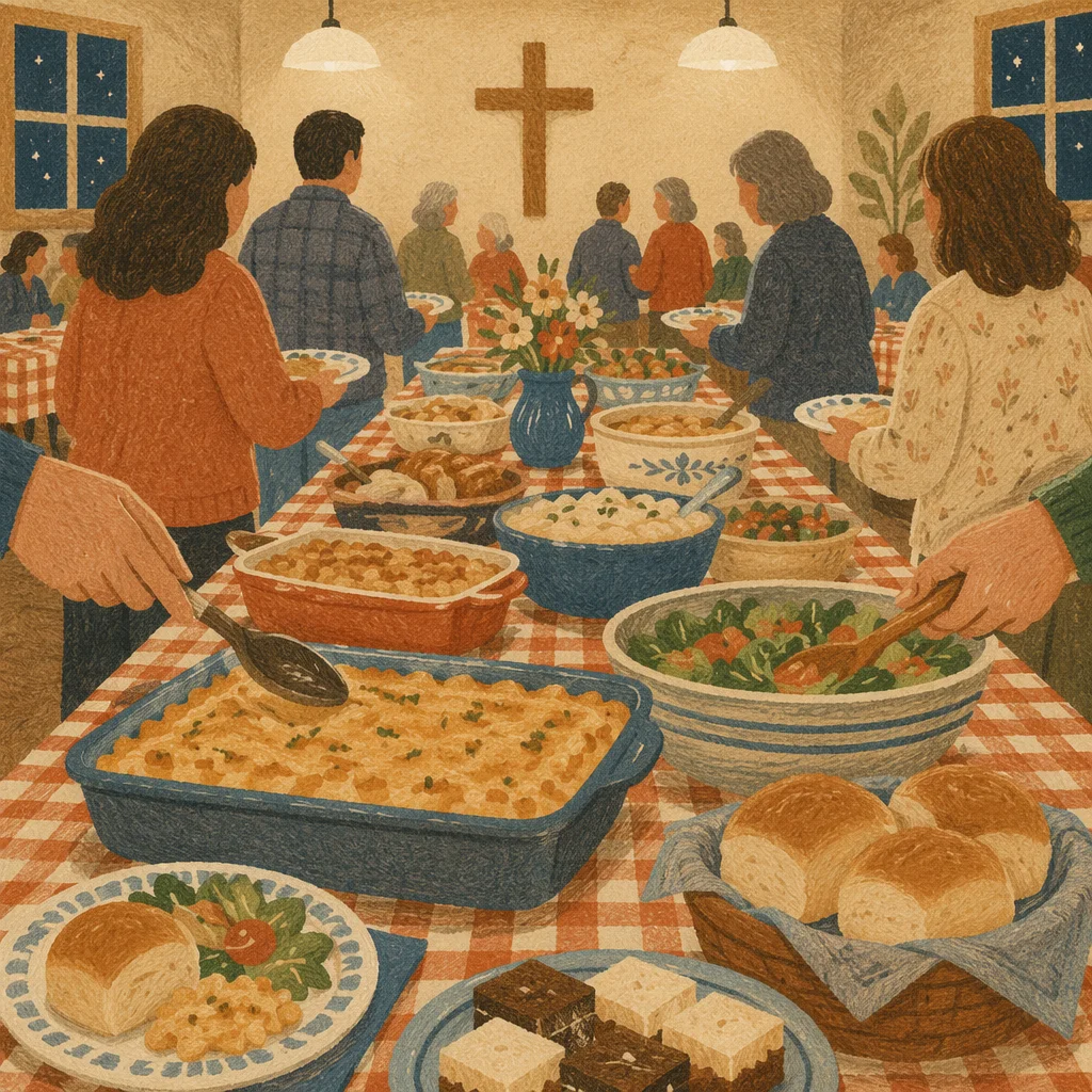 Warm Church Potluck Fellowship Dinner