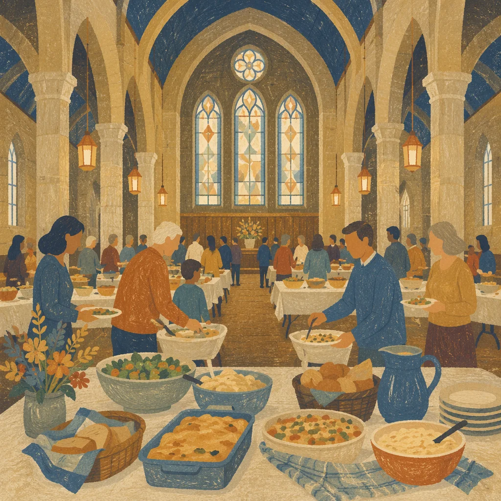 Church Potluck Fellowship in Historic Stone Hall