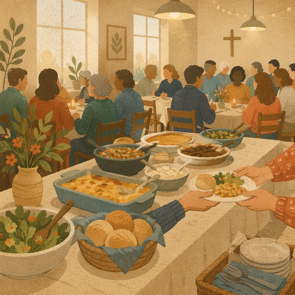Warm Church Potluck Fellowship Dinner