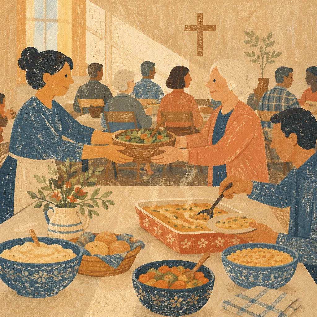 Warm Church Potluck Fellowship Dinner