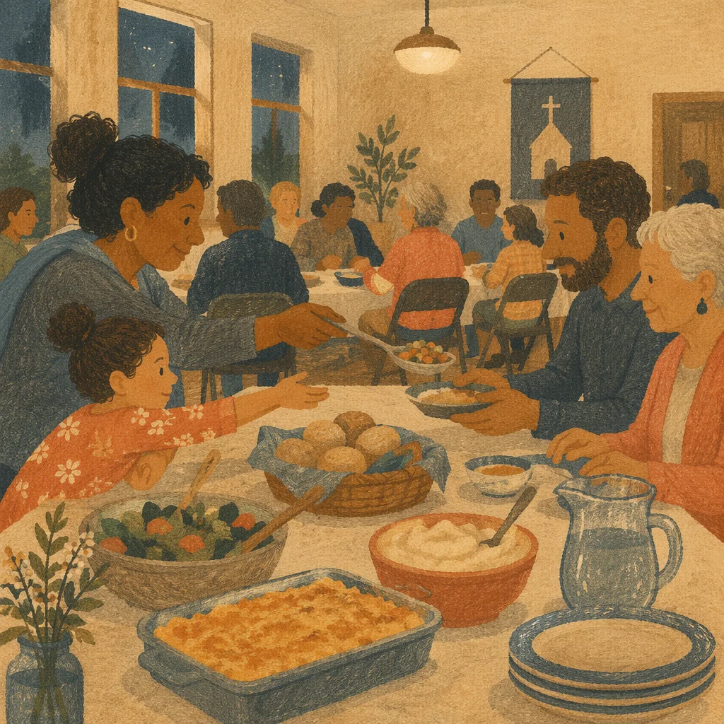 Warm Church Potluck Dinner Fellowship