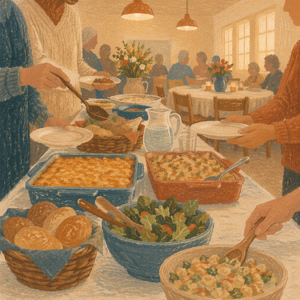 Warm Church Potluck Fellowship Dinner