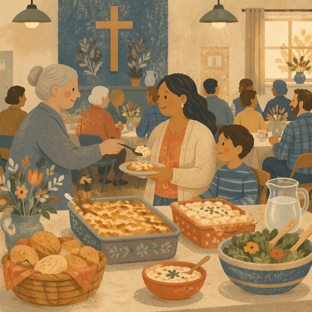 Warm Church Potluck Fellowship Dinner