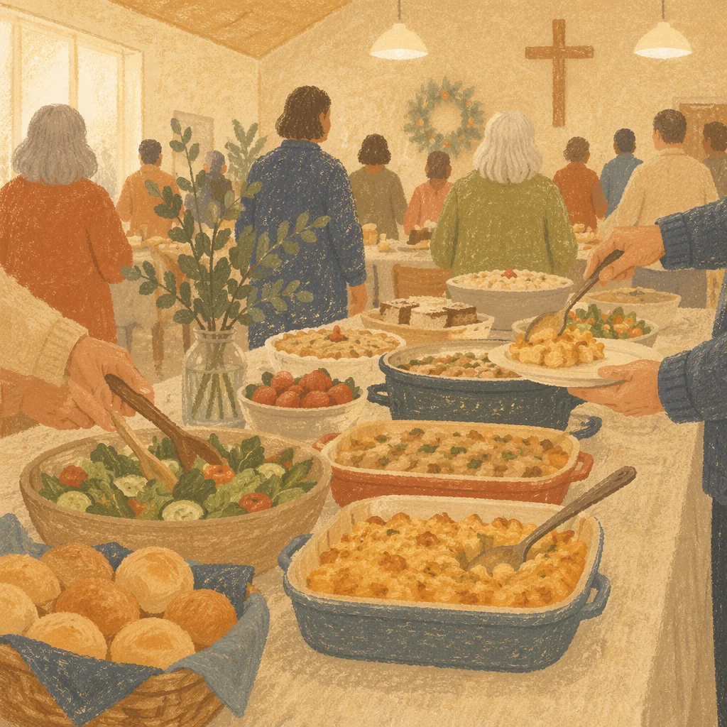 Warm Church Potluck Fellowship Dinner