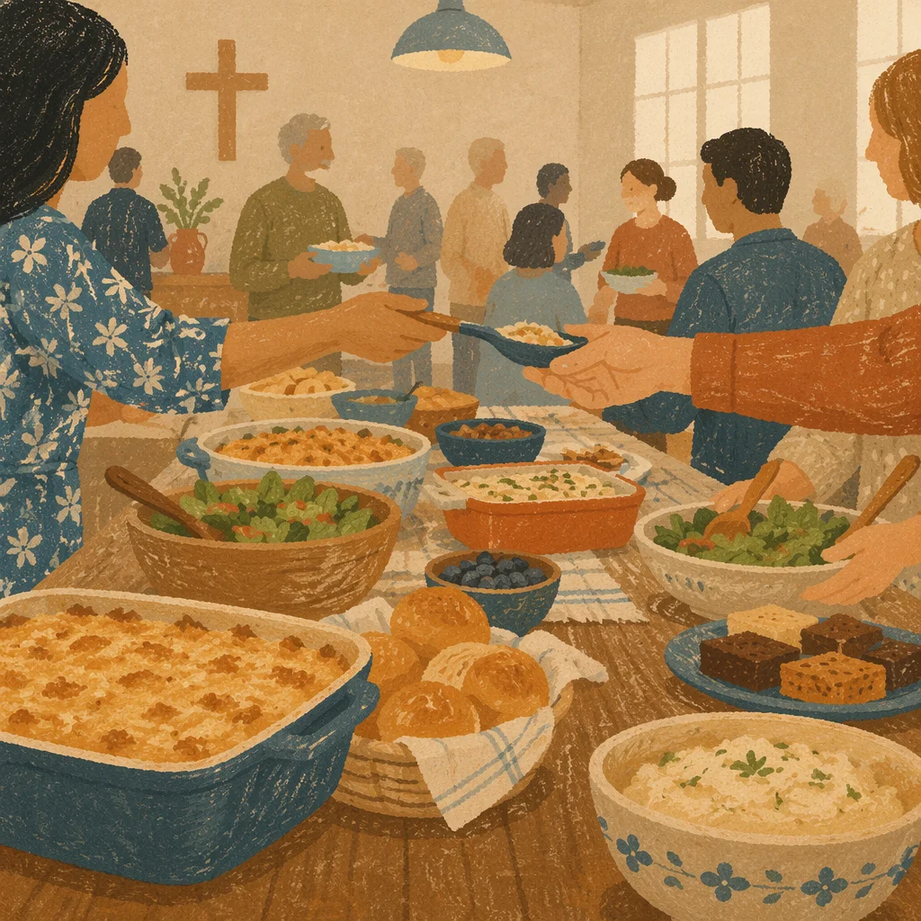 Warm Church Potluck Dinner Fellowship