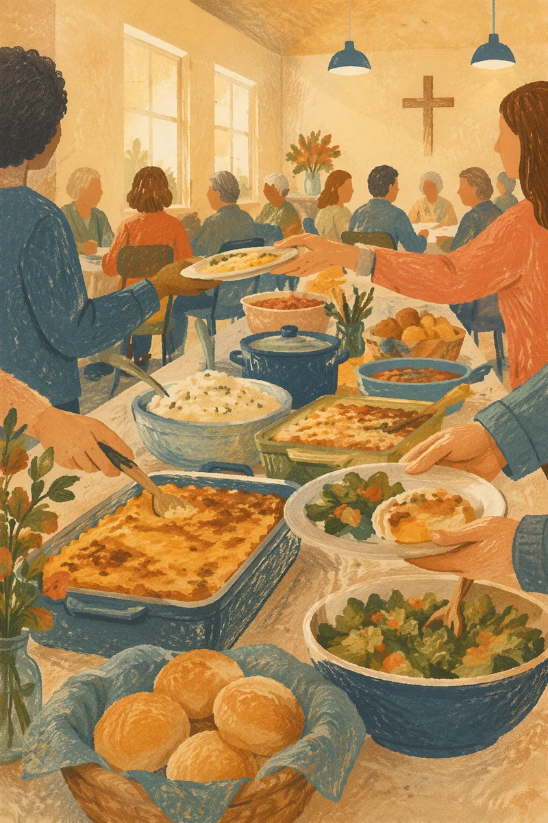 Warm Church Potluck Fellowship Dinner