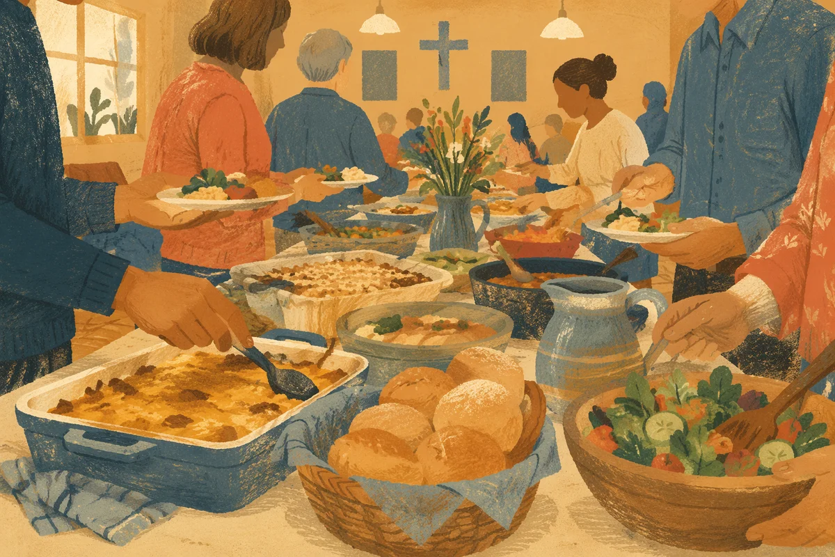 Warm Church Potluck Fellowship Dinner