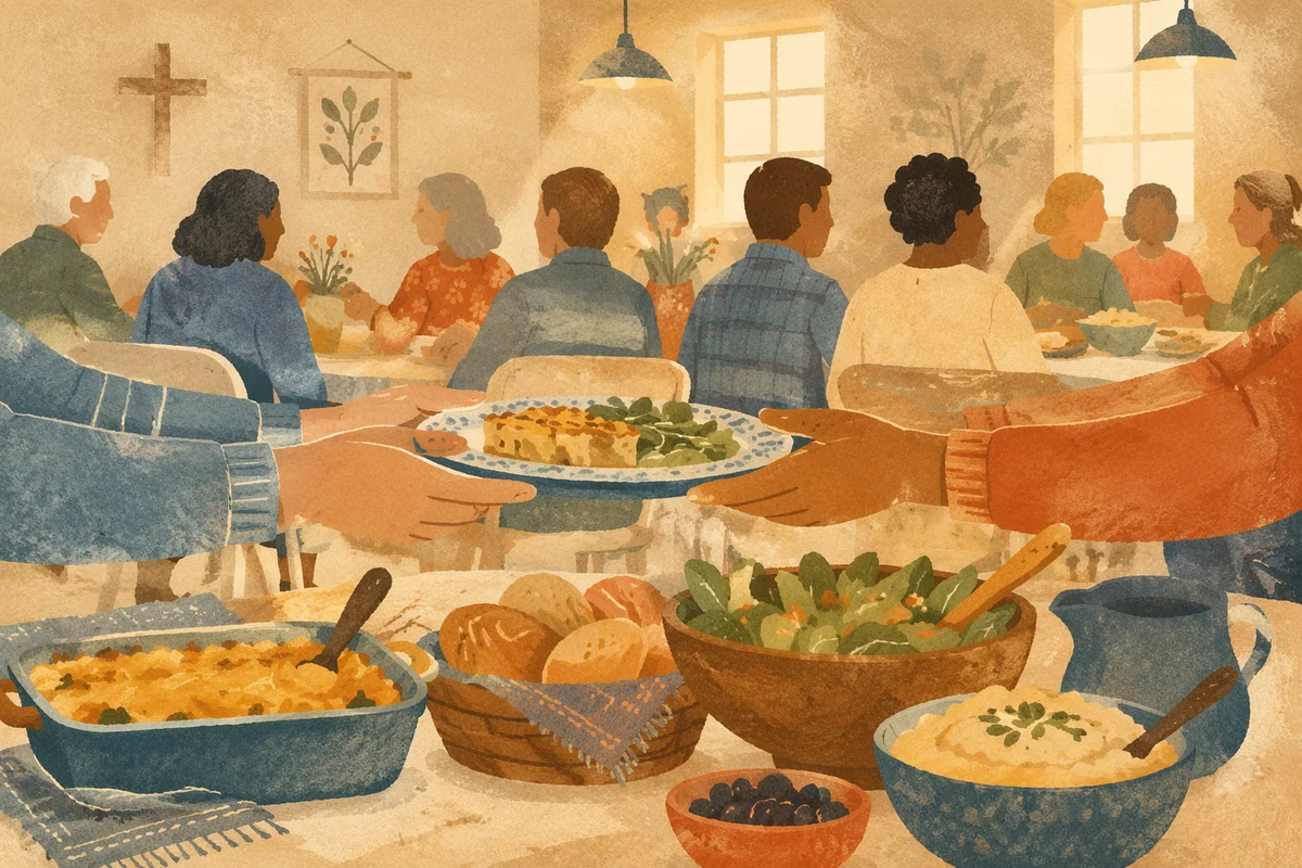 Warm Church Potluck Fellowship Dinner