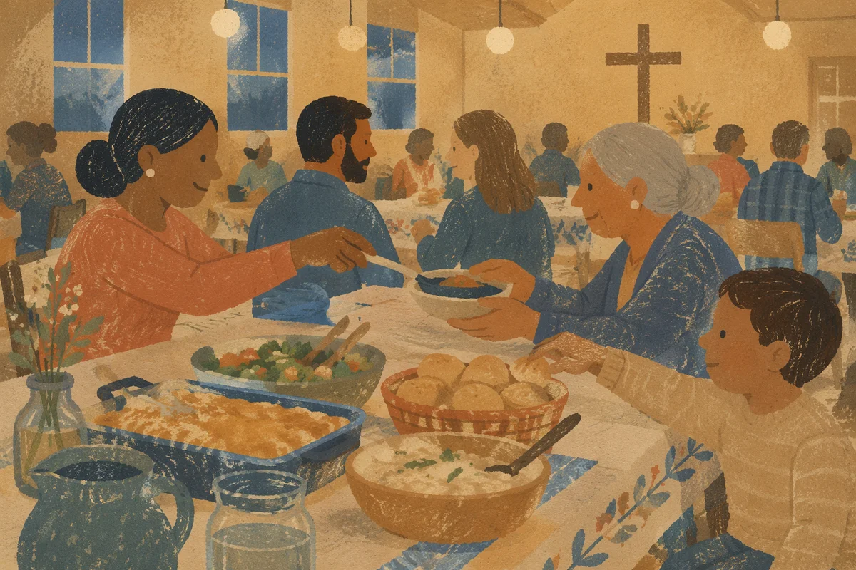 Warm Church Potluck Fellowship Dinner