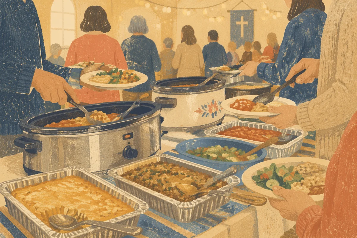 Warm Church Potluck Fellowship Buffet
