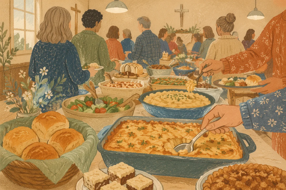 Warm Church Potluck Fellowship Dinner