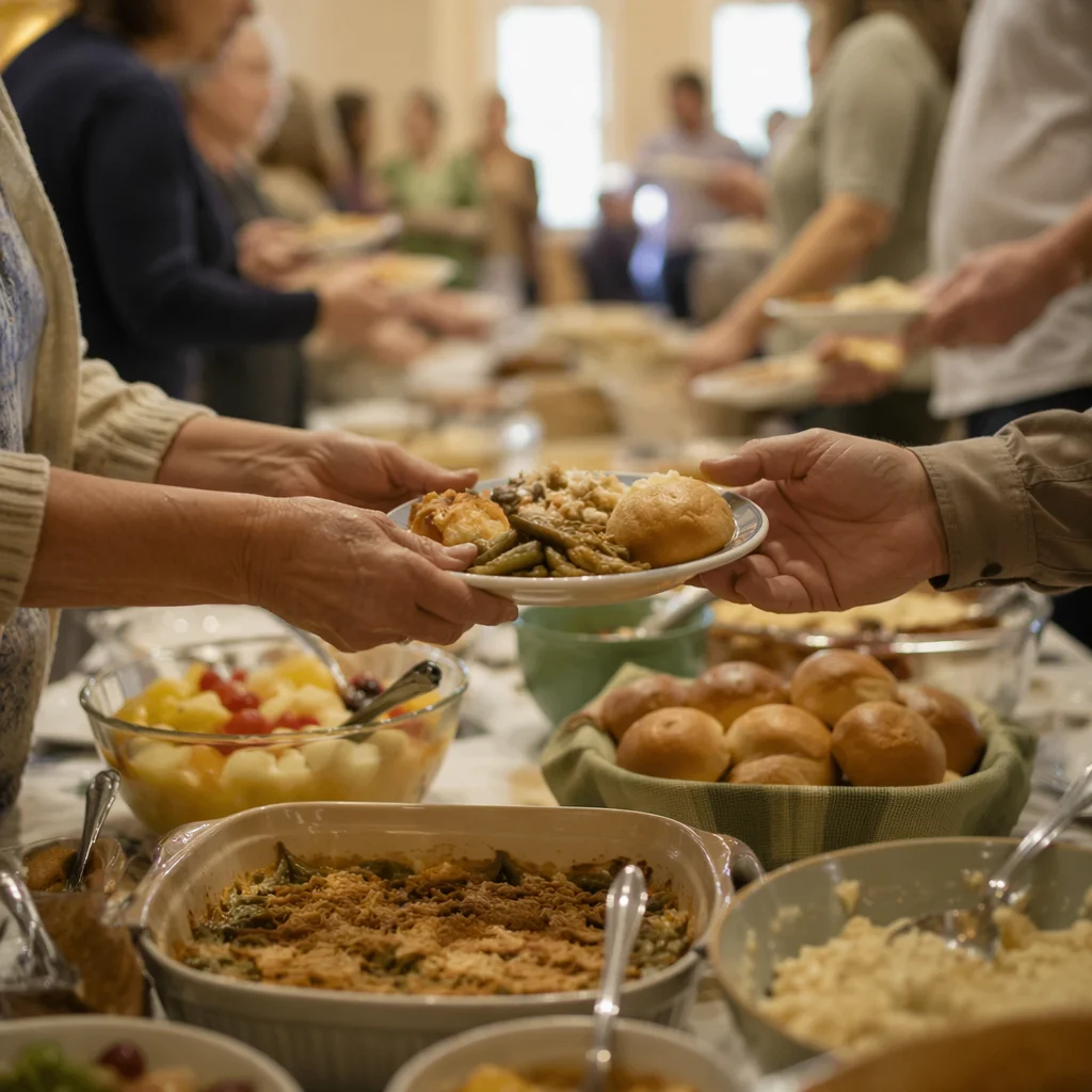 Warm Church Potluck Fellowship Dinner