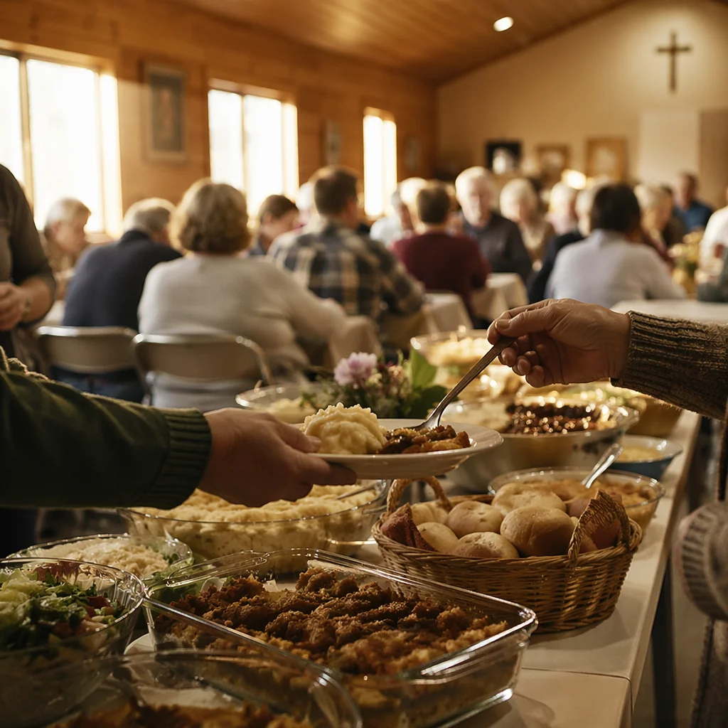 Warm Church Potluck Fellowship Dinner