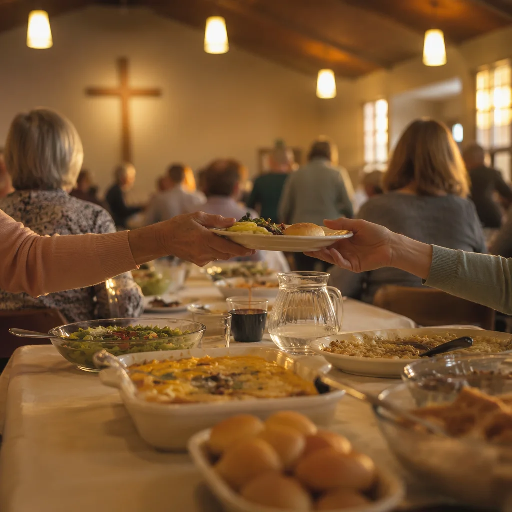Warm Church Potluck Fellowship Dinner
