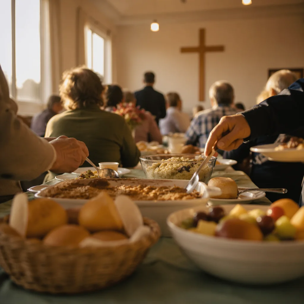 Warm Church Potluck Fellowship Dinner