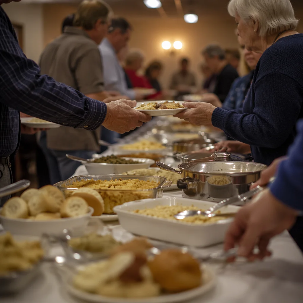 Warm Church Potluck Dinner Fellowship