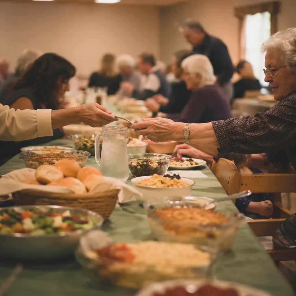 Warm Church Potluck Fellowship Dinner