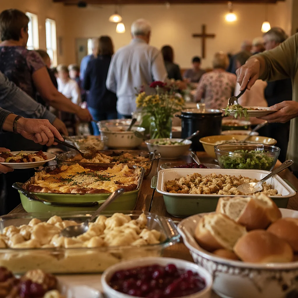 Warm Church Potluck Fellowship Dinner