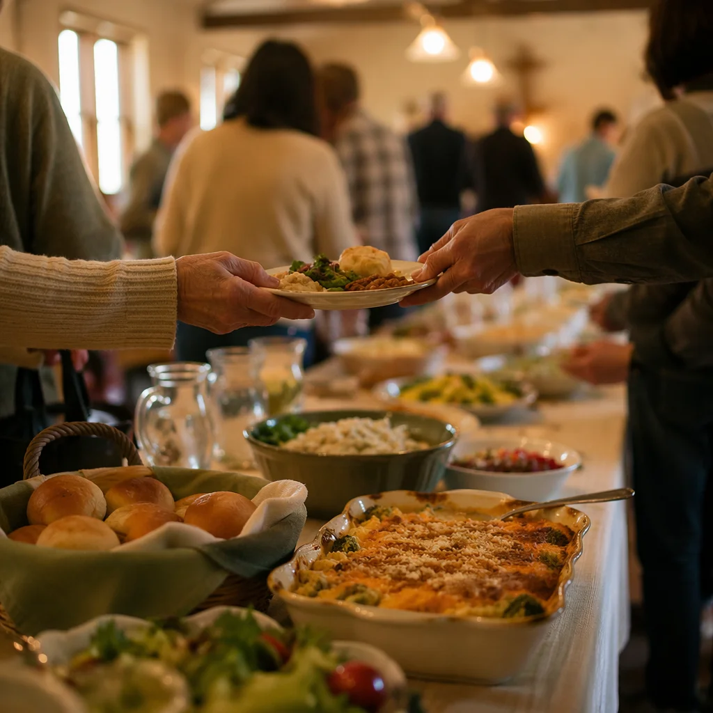 Warm Church Potluck Fellowship Dinner