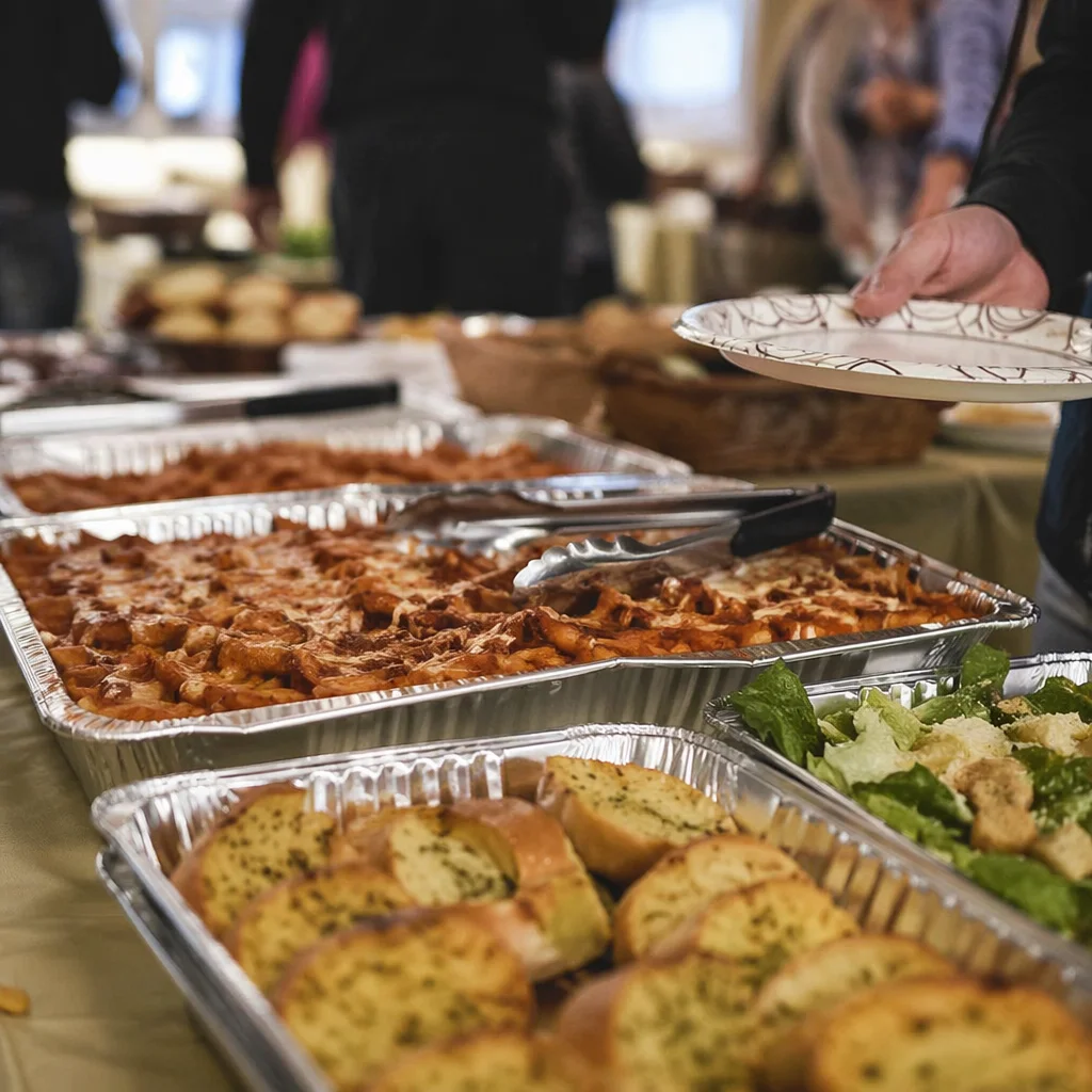 Church Potluck Fellowship Buffet Table
