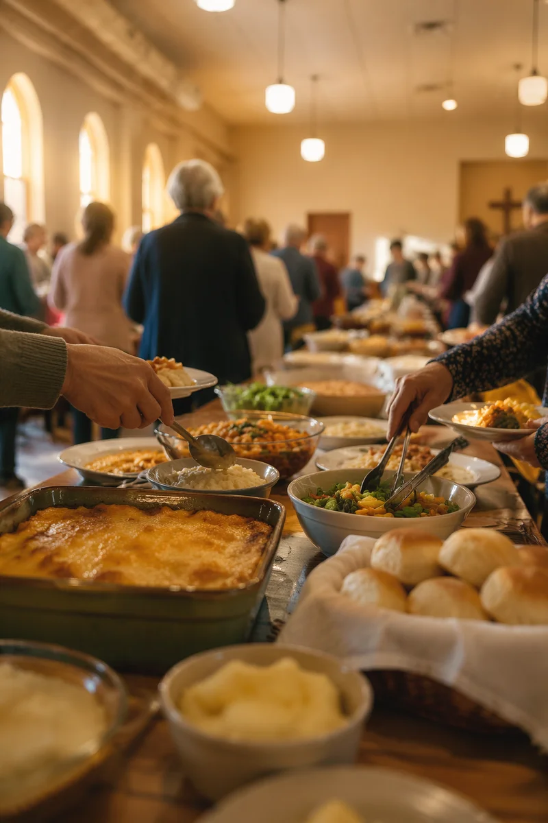 Warm Church Potluck Dinner Fellowship Hall