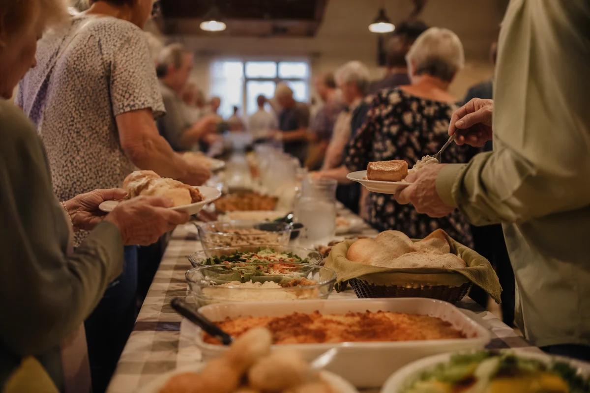 Church Potluck Fellowship Dinner in Warm Hall