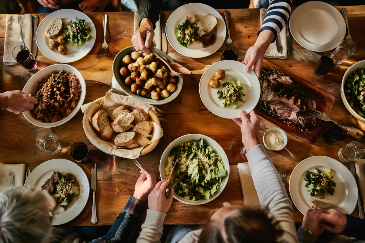 Warm Church Potluck Fellowship Dinner Table
