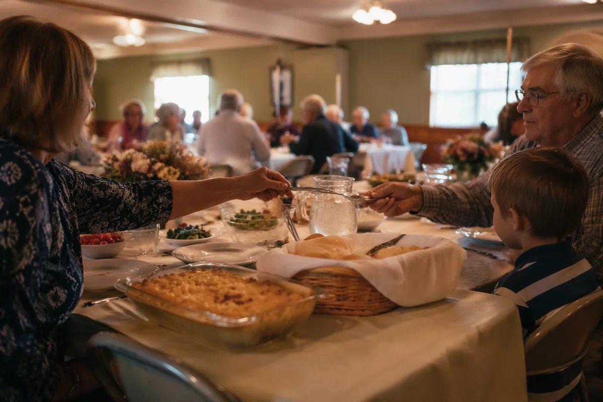 Warm Church Potluck Fellowship Dinner