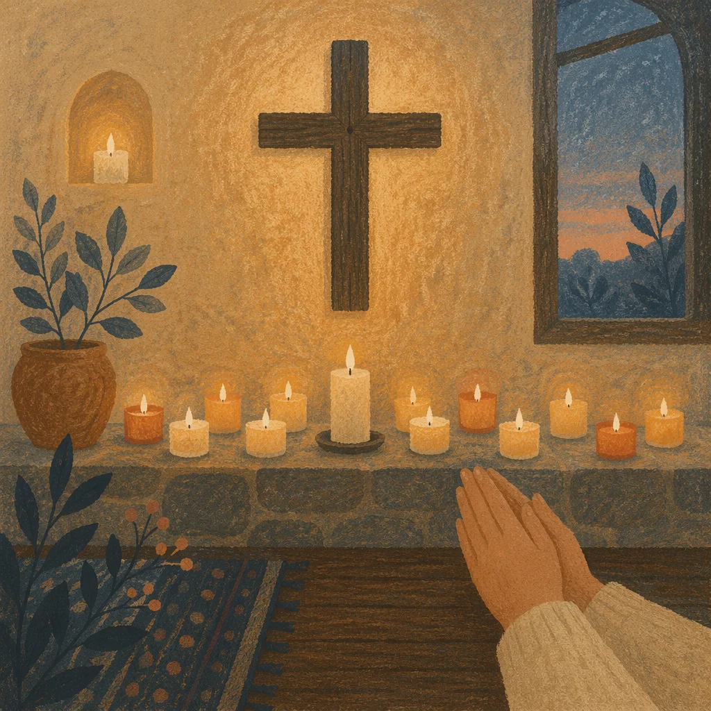 Quiet Church Prayer Room with Candles