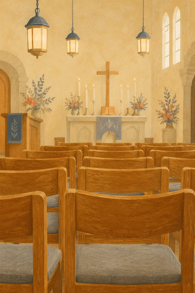 Quiet Church Prayer Room with Candles