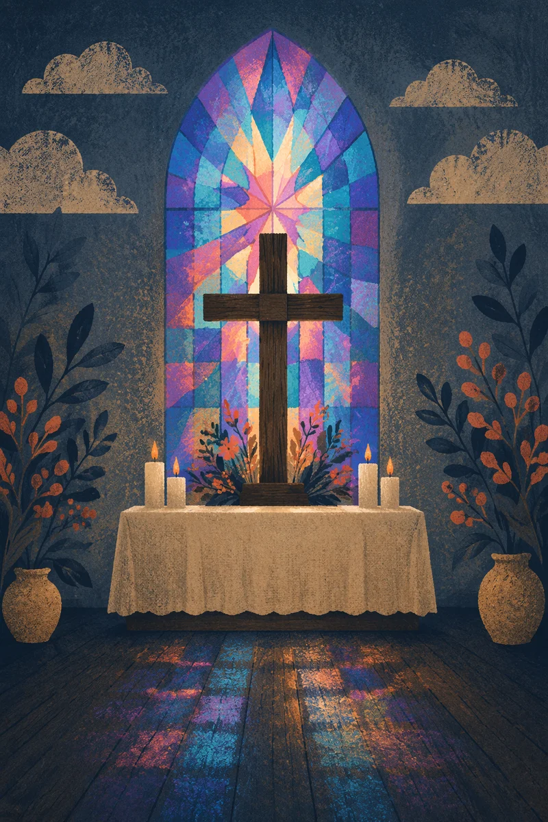 Quiet Church Prayer Room with Cross